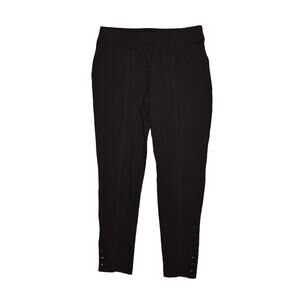 TALBOTS $79 Ponte Stretch Skinny Ankle Pant w/ Button Hem Black‎ PS